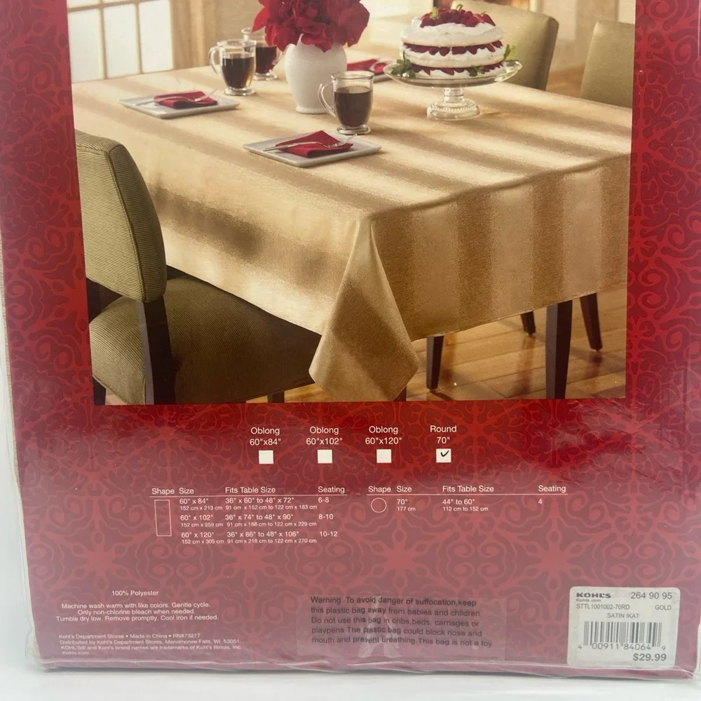 Autumn‎ Harvest Damask Tablecloth Round 70'' Seats 4-6